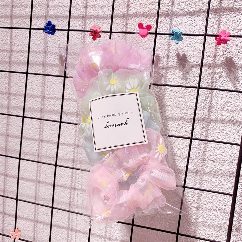 New 5PCS/Set Candy Color Printing Hair Ties For Women Cute HairBand Ponytail Holder Elastic Rubber Band Fashion Hair Accessories