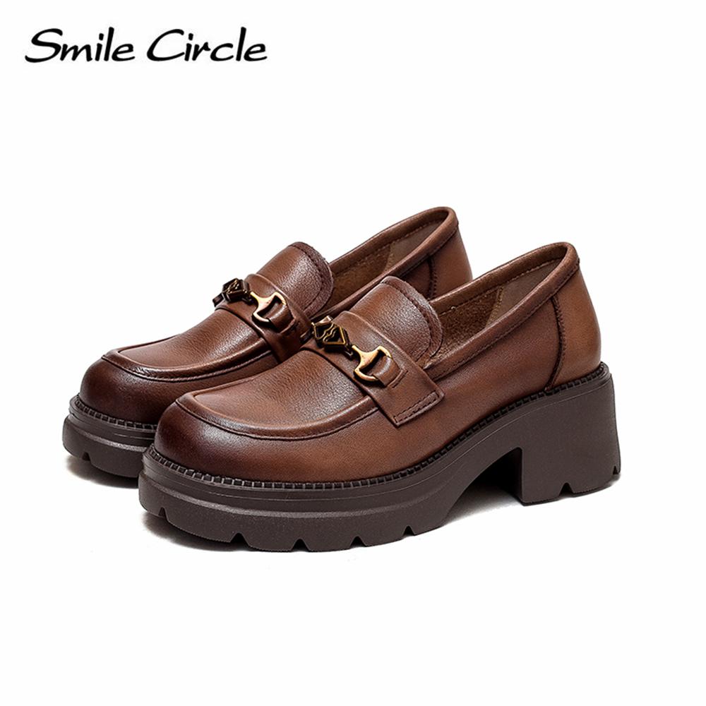 Chunky Heel Low-top Loafers Handmade Retro Casual Shoes Fashion Versatile Thick Bottom Women's Shoes