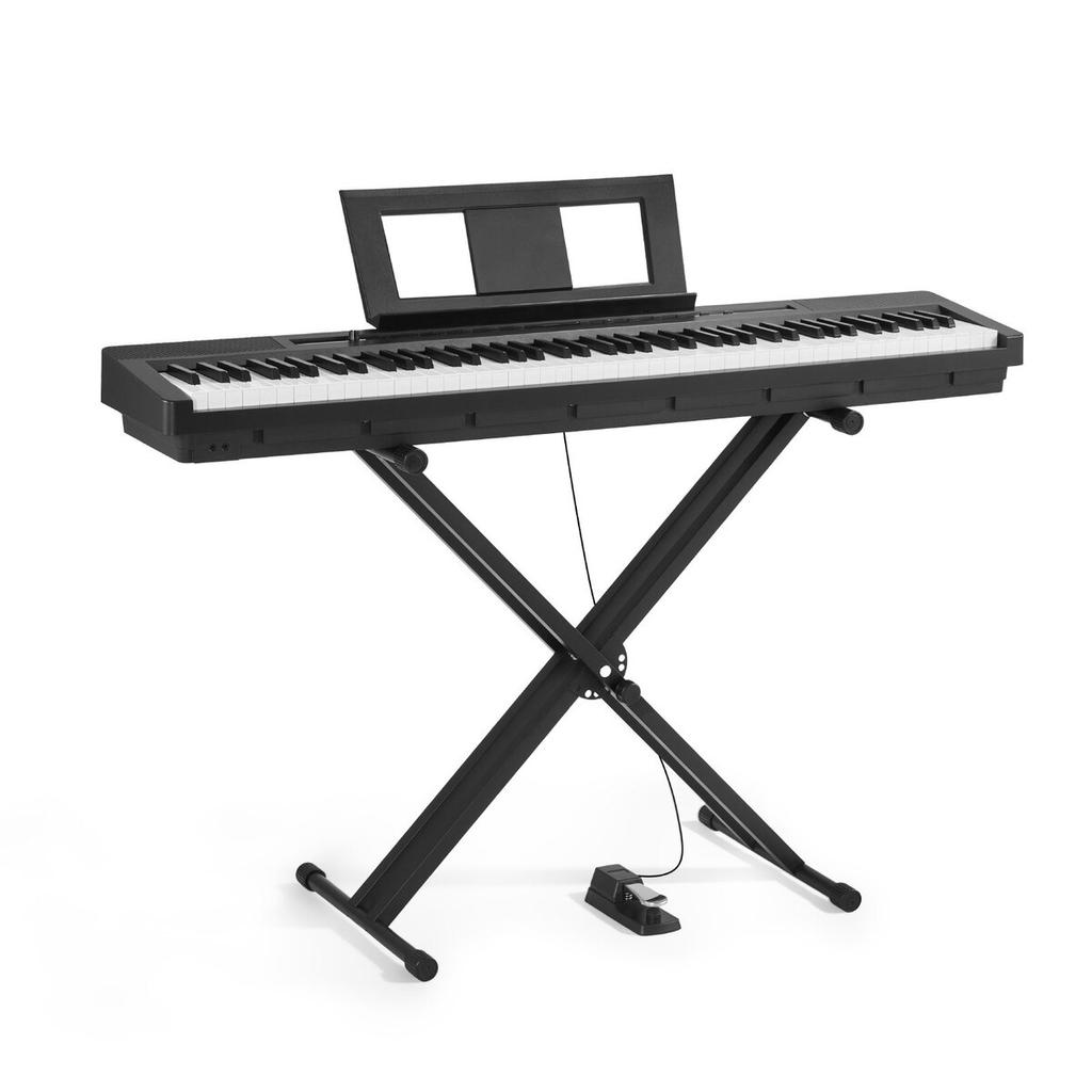 Weighted Digital Piano, 88 Keys Fully Weighted, Electric Piano Dual Keyboard & Speakers with X Stand, Sustain Pedal, Recording Function, 280 Tones,