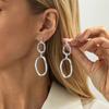 Salircon Simple Geometric Metal Hollow Oval Drop Earrings Women Fashion Gold Color Piercing Ear Wear Jewelry Accessories Gifts