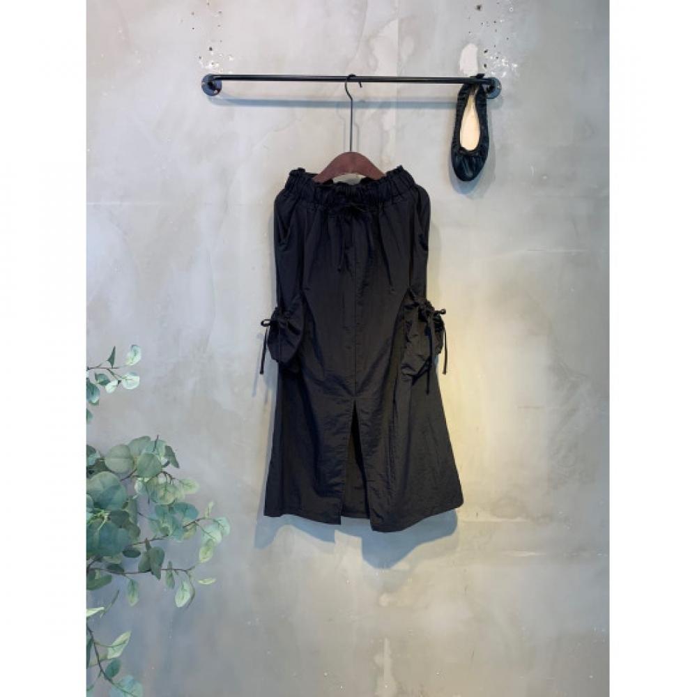 C S In The Room blaCk Label tIny bandIng StrIng poCket Long Skirt 4Color