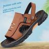 Aoweigezi 2023 Men's Summer Soft Leather Non-slip Beach Sandals with Thick Sole.
