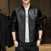Men 'S Stand -Up Collar Zipper Casual Leather Jacket