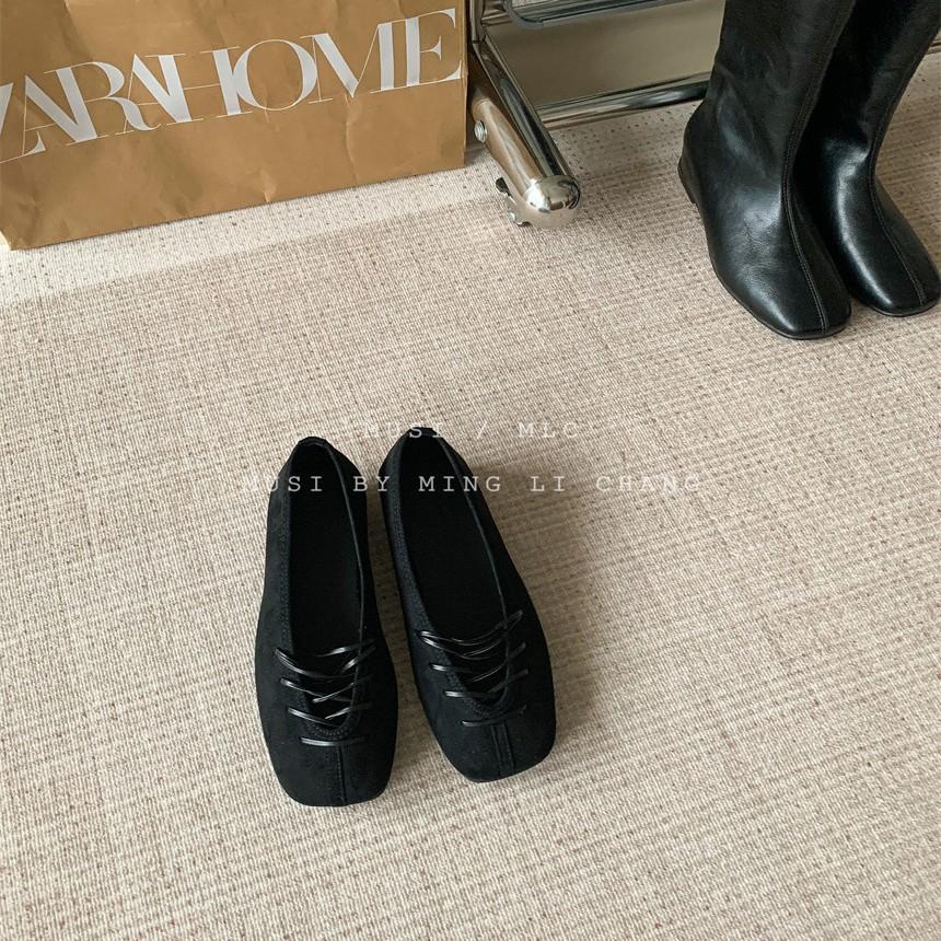 Evening wind single shoes women's 2025 autumn new French cross ballet shoes Mary Jane square head gentle single shoes