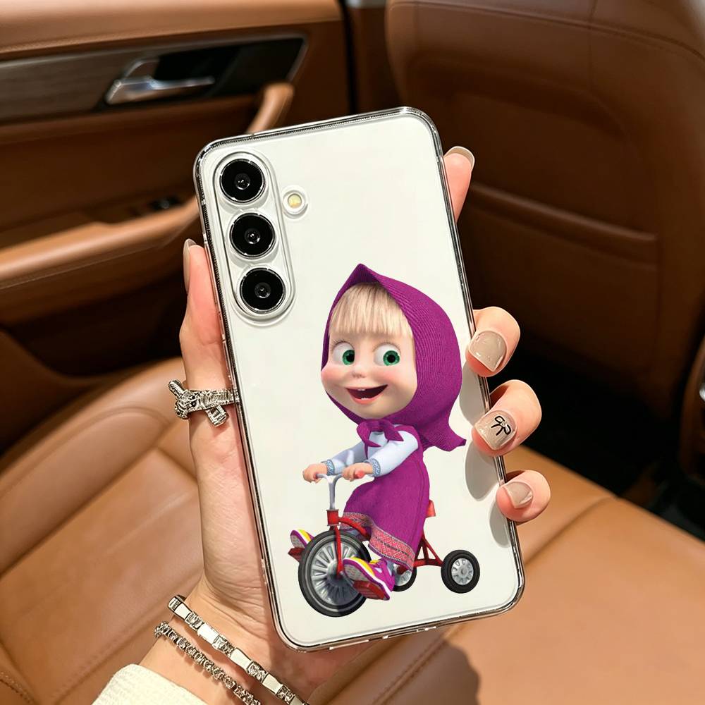 CUTE GIRL Masha and the Bear Phone Case For Samsung Galaxy A71,A70,A52,A51,A40,A30 Transparent Cover