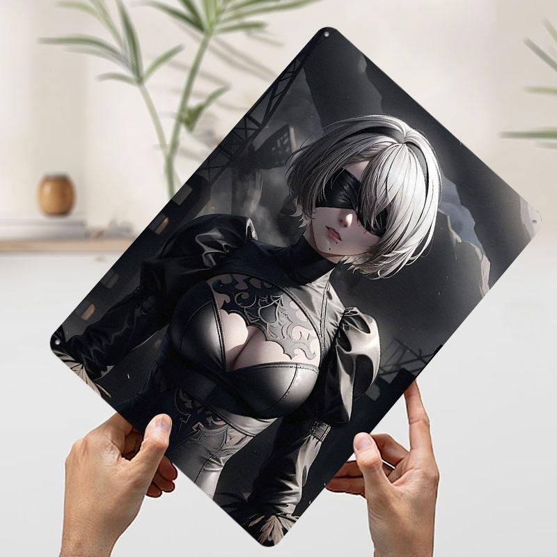 

Nier Automata Printed Poster Customized Wall Art Retro Vintage Metal Tin Signs for Desk Decor Decoration Garage Decorations Room 7.9x11.8In(20x30cm)