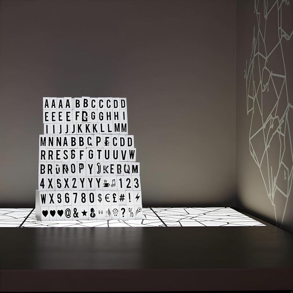 A Set 104Pcs Black Cinematic Lightbox Replacement Letters and Numbers Signs for A4 Light Up Letter Box Sign Message Board,Message Signs,Presentation