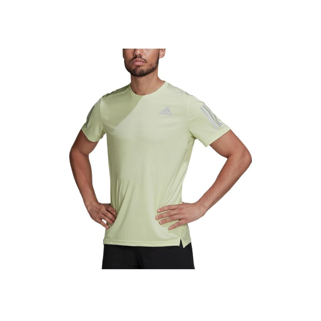 Adidas Solid Logo Crew Neck Sports Tee Men Tops Green HB7441