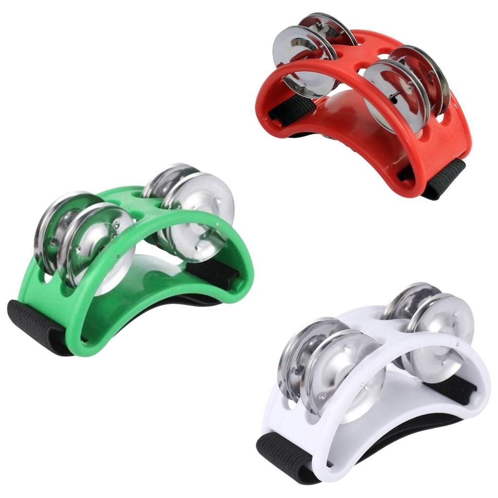 Foot Tambourine 4 Bells Tambourine Professional Shoe Tambourines Shaker Foot Drum for Party Banjo Mandolin Ukulele Instrument