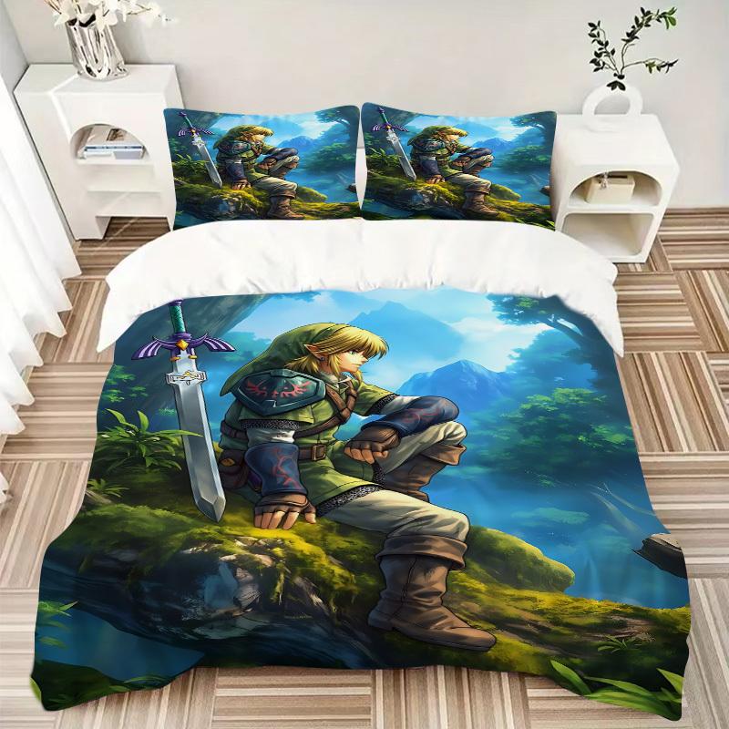 3pcs Legend of Zelda Cover Set, 1 Cover + 2 Pillowcases (No Insert), Bedding for All Seasons, Bedding,Bedroom Decor yy250922074