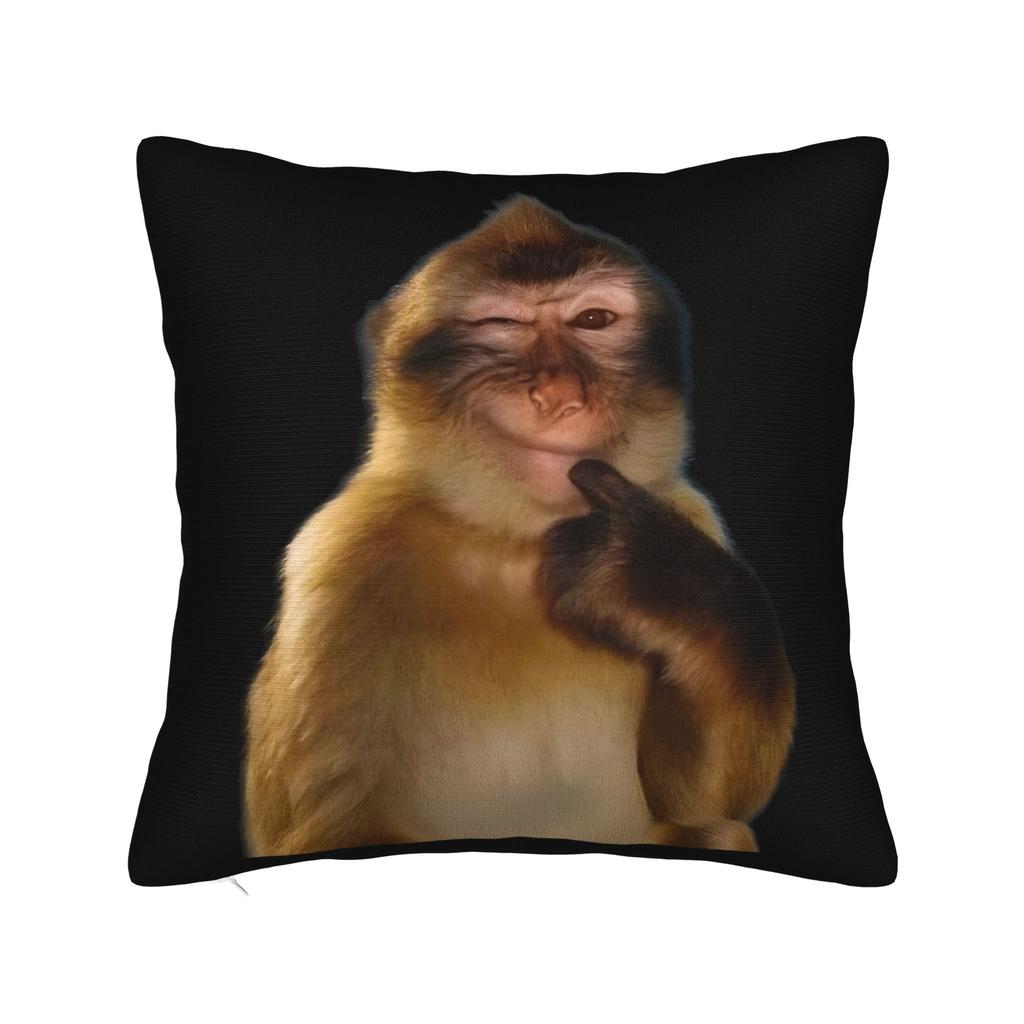 Federa per Cuscino Meme Scimmia Pensierosa Morbido Poliestere Copricuscino Copertina Cuscino Regalo per la Casa con Cerniera 18''
