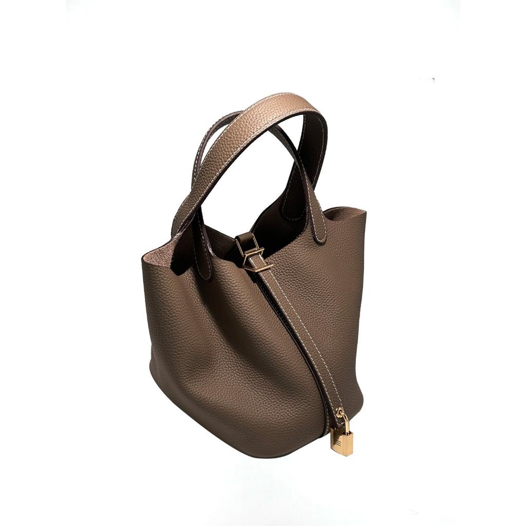 2025 Popular Bag Women's First Layer Cowhide Vegetable Basket Bag Versatile Bucket Bag Genuine Leather Women's Bag High-end Handbag