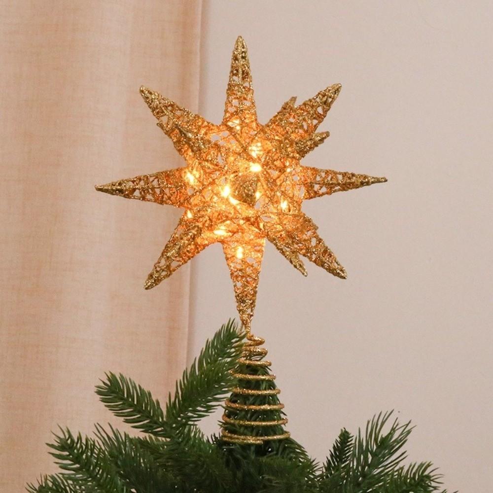 Hollow Snowflakes Xmas Tree Ornament Iron Glowing Tree Topper New Christmas Trees Topper