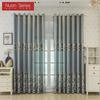 1PC Nuan Series Advanced European 40-70% Blackout Blue and Gray Jacquard Curtains for Living Room Bedroom Home Decor