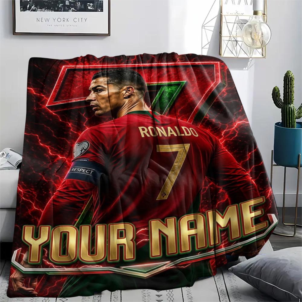 1 Stück Individueller Name Cristiano Ronaldo Gemustert Flanell Decke Geeignet für Alle Jahreszeiten für Heimdekoration Wärme und Komfort Geschenke Feiertagsgeschenk