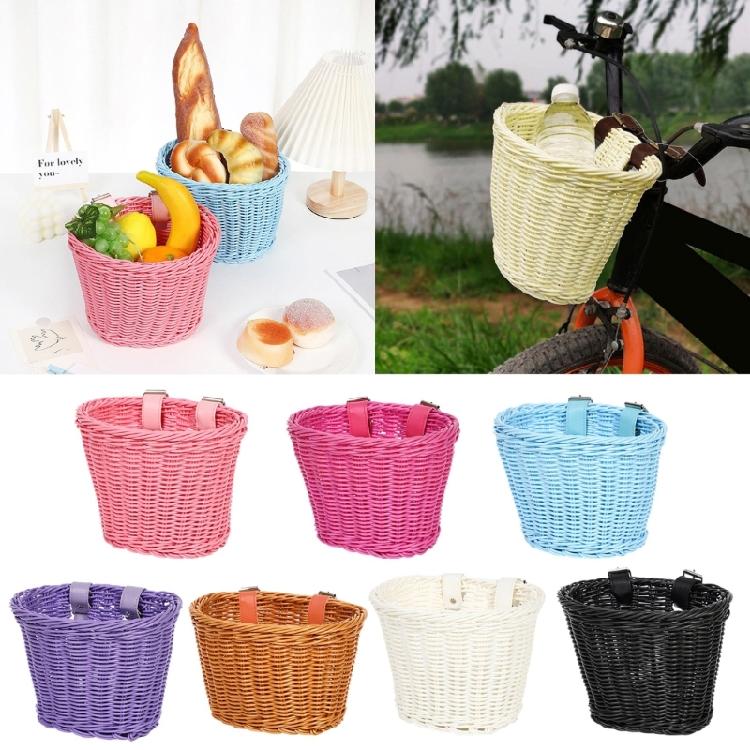 Plastic Wovens Bicycles Basket Detachable Wicker Front Handlebars Bikes Basket