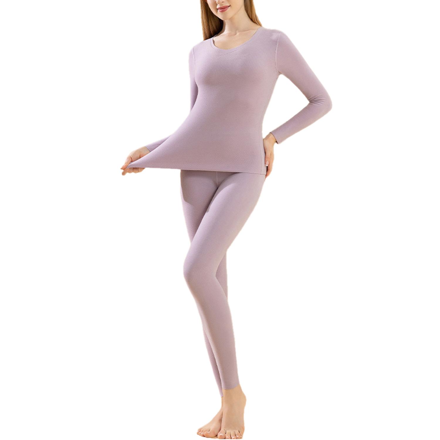 

Термобелье Long Johns для женщин с флисовой подкладкой, базовый слой, пижамный комплект для холодной погоды 3XL фиолетовый