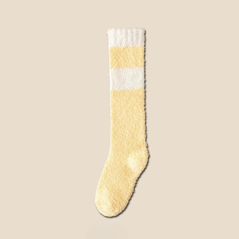 Thickened Long Coral Fleece Sleeping Socks for Women, Warm Fleece Postpartum Socks and Fleece Calf Home Socks for Autumn and Winter