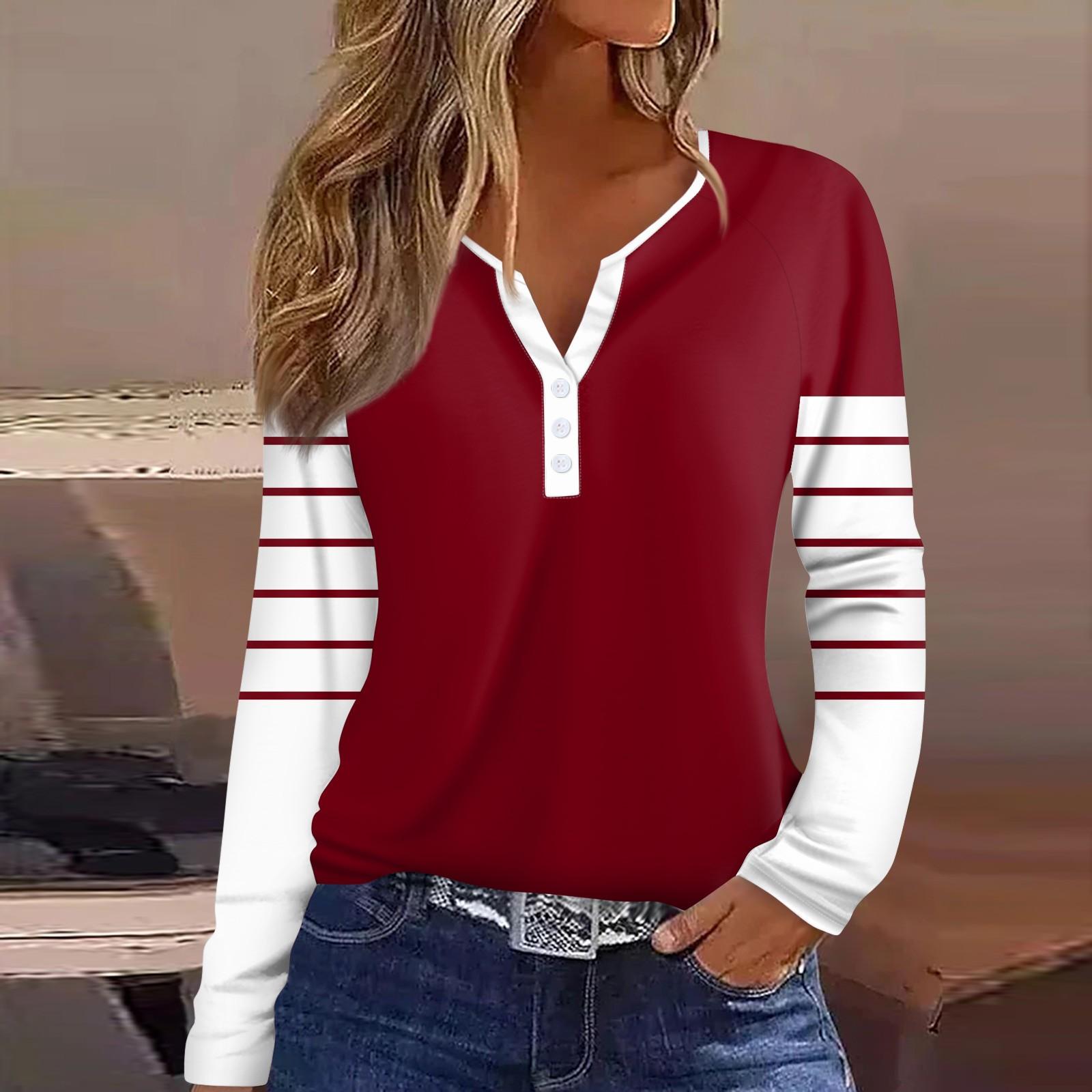 

Жен. Футболка С принтом Пуговицы Длинный рукав Рукав реглан Повседневные Мода Классический V-образный вырез Обычный Топ XL