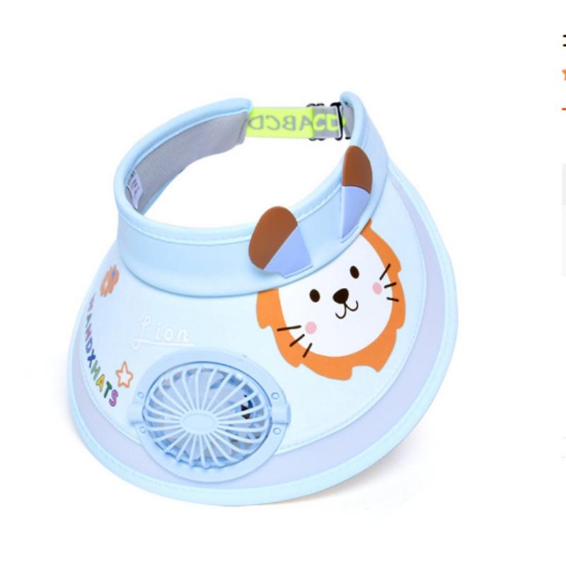 Chapéu de Verão Infantil com Ventilador Chapéu de Sol Masculino e Feminino Chapéu de Sol Desenho Animado Fofo Proteção Solar Chapéu Grande Chapéu de Copa Vazia