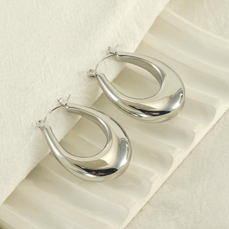 18K Gold Titanium Steel Minimalist Polished Earrings for Women - European, American & South American Fashion