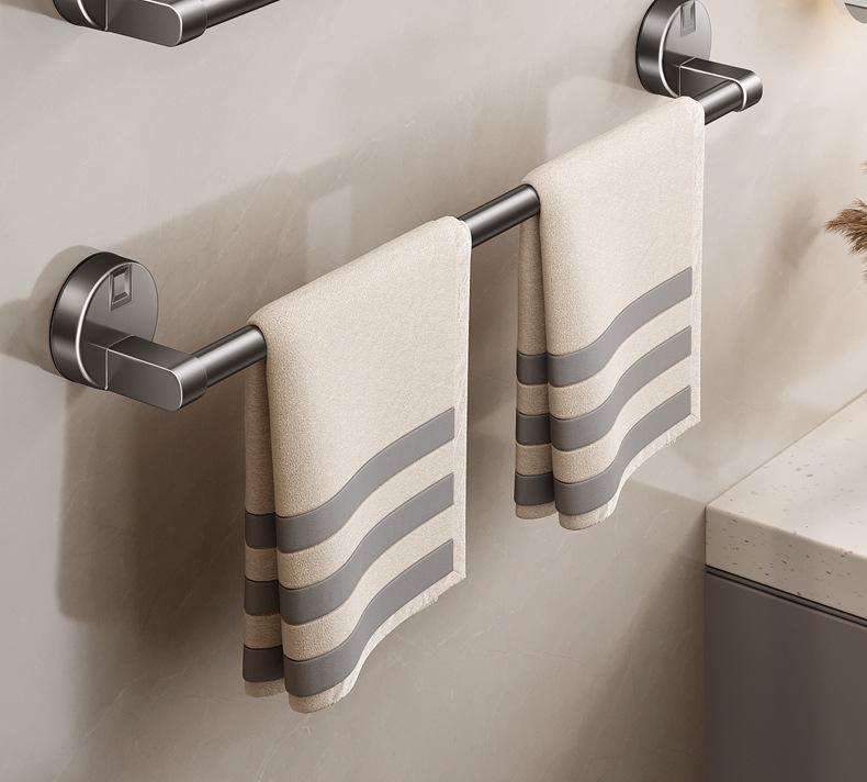 No-Drill Suction Cup Towel Rack: Wall-Mounted Bathroom Organizer with Single/Double Bars.