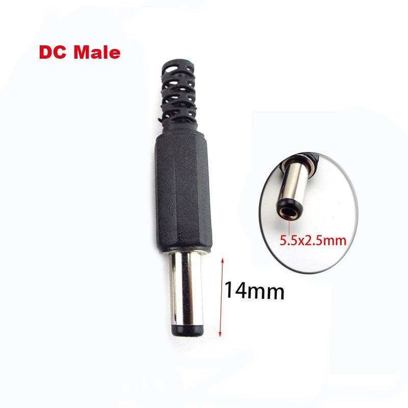 

100 шт./лот разъем постоянного тока 2,5 мм 2,1*5,5 мм разъем питания разъем постоянного тока 5,5x2,1 мм/5,5x2,5 мм штекер женский разъем 14mm male 5.5X2.5