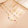 Salircon Boho 6 Pcs/Set Creative Colorful Acrylic Rhinestone Cross Pendant Necklace Exquisite Y-shaped Long Chain Y2k Jewelry