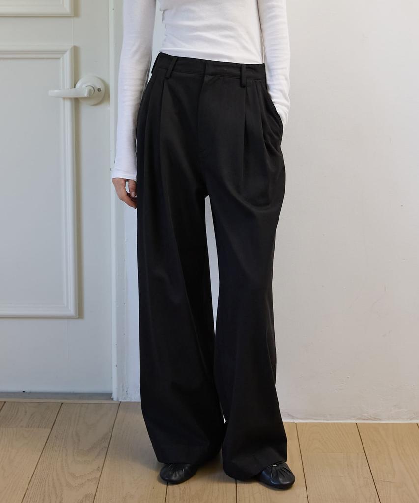 OPENDOORSTUDIO Pleated Wide Slacks Black