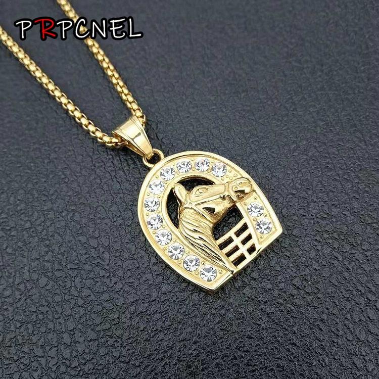New Gold Color Horseshoe Stainless Steel Necklace Horse Pendant Necklace Brand Necklaces Wmen Women's Fashion Jewelry Gift