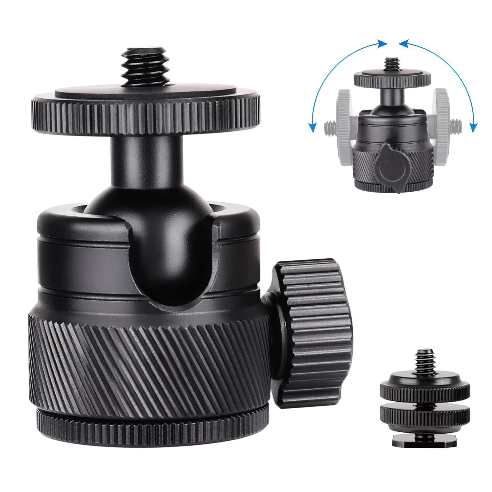 

VIELKNOV Small Ball Free Head с горячим башмаком, дюймовый легкий алюминиевый сплав, мини-микрошар, 360-градусный панорамный светильник для камеры, совместимый с DSLR