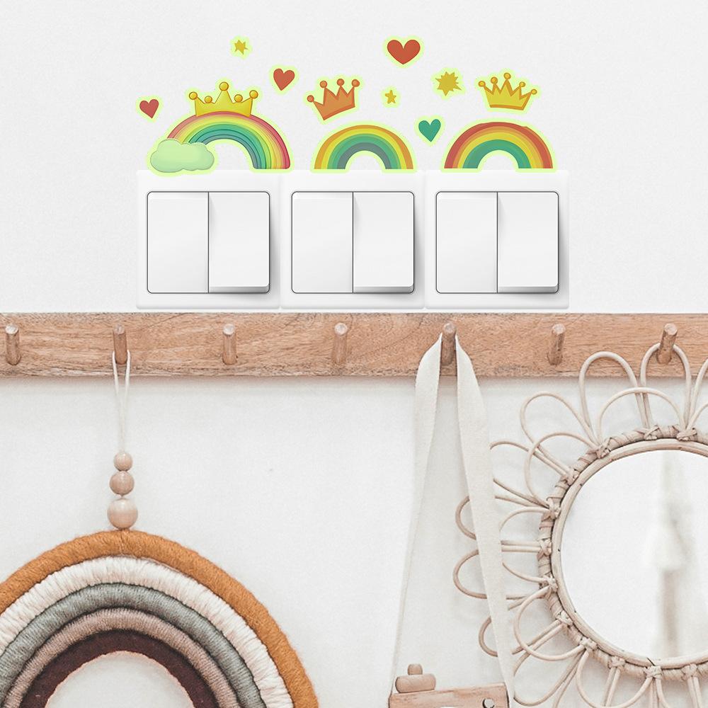 Cartoon Rainbow Crown Love Bedroom Living Room Entrance Switch Paste Home Beautification Wall Paste