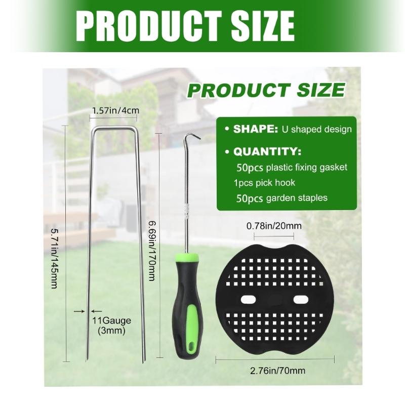 50Pcs Landscape Fabric Pin Stake Landscape Staple with Gasket U Shape Tent Peg for Outdoor Camping and Hiking