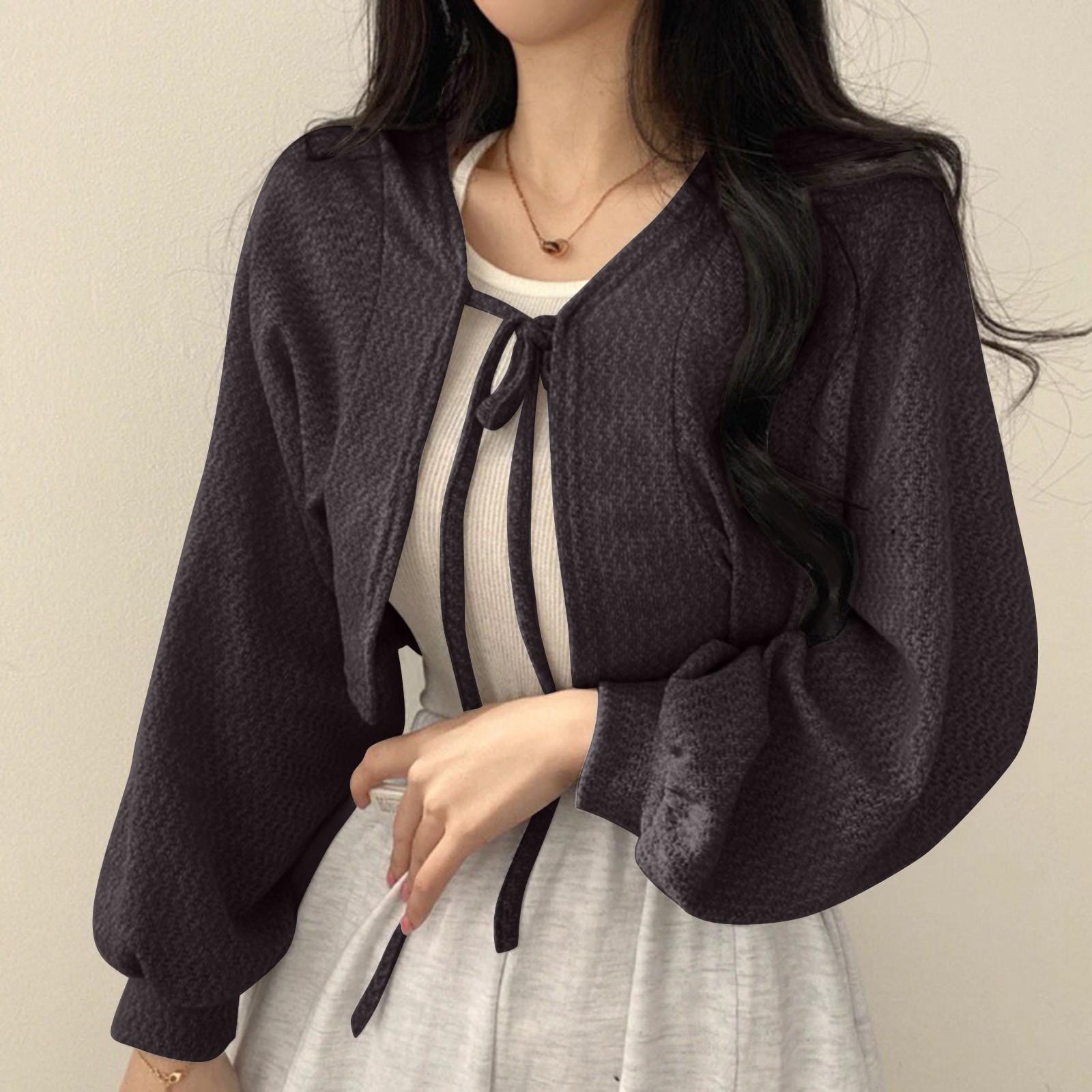

Women s Cardigan Sweater, Women s Knitwear, Retro Versatile Jacket, Strap Top One Size чёрный