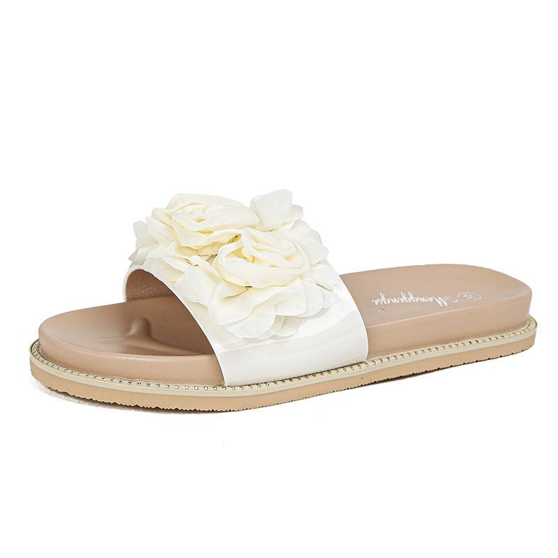 Slippers Women's Summer Outer Wear New Flowers with Skirts High-end Thick Bottom One-word Drag Large Size