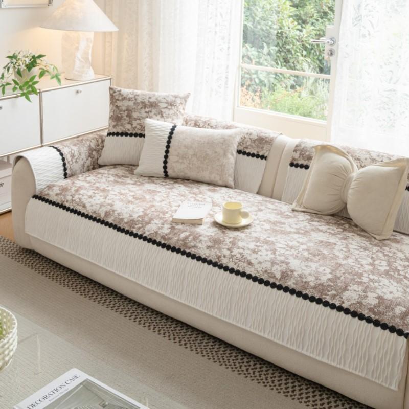 Non-Slip Sofa Protector Soft Anti-Skid Patchwork Sofa Mats Imitation Cotton Linen Sofa Armrests Cushion Sofa Cushion Cover