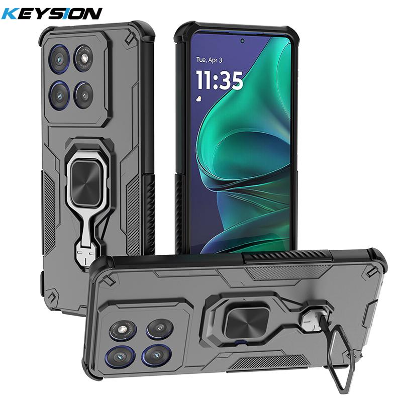 

KEYSION Противоударный чехол для Motorola Edge 60 Pro 5G 60 Fusion 60S с вертикальной подставкой-кольцом для телефона для Edge 60 Stylus 5G for Edge 60 Pro чёрный