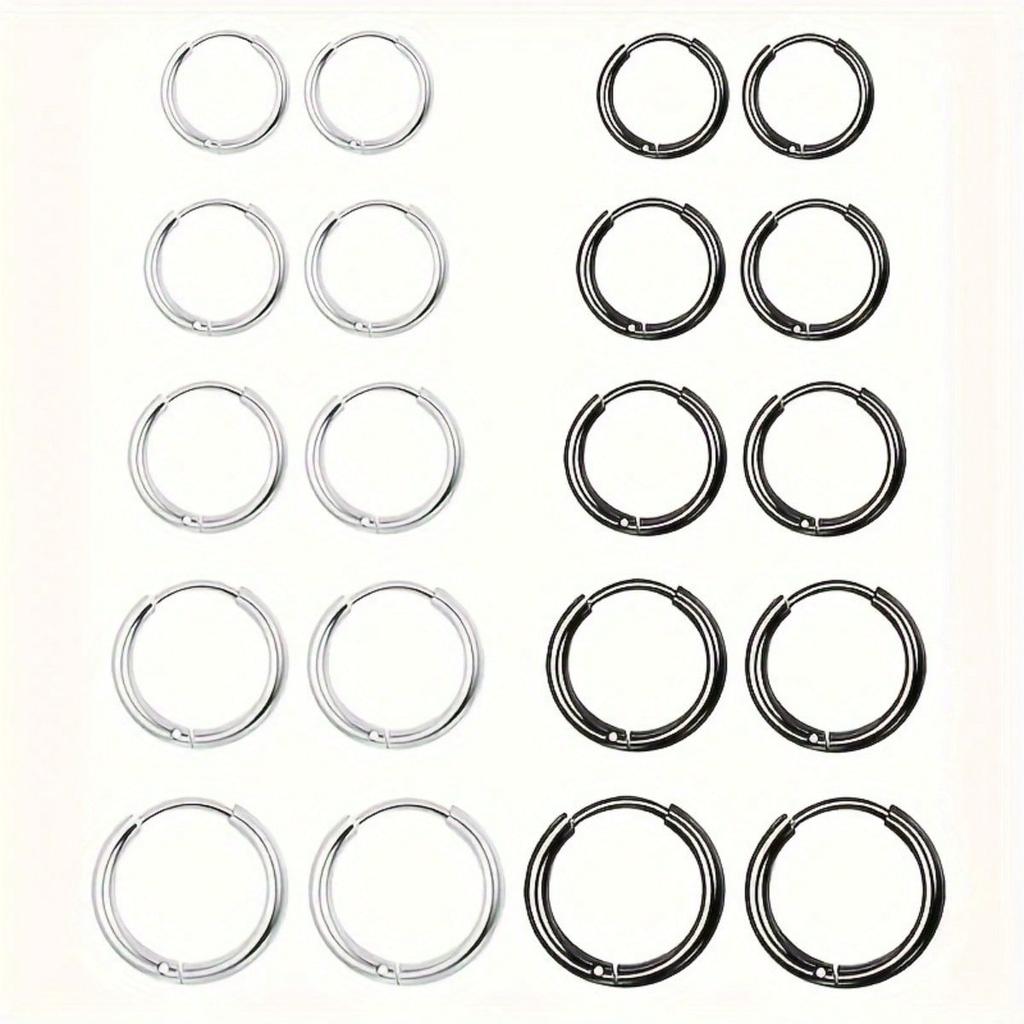 5 Pairs/set of Stainless Steel Earrings - Fashionable and Lightweight Unisex Earrings | Comfortable and Minimalist Style