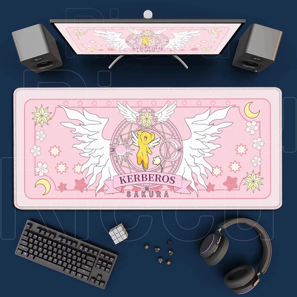 Kawaii Pink Deskmat Anime Card Captor Sakura Mousepad Xxl Office Carpet Large Gaming Accessories Laptop Computer Rubber Mice Pad
