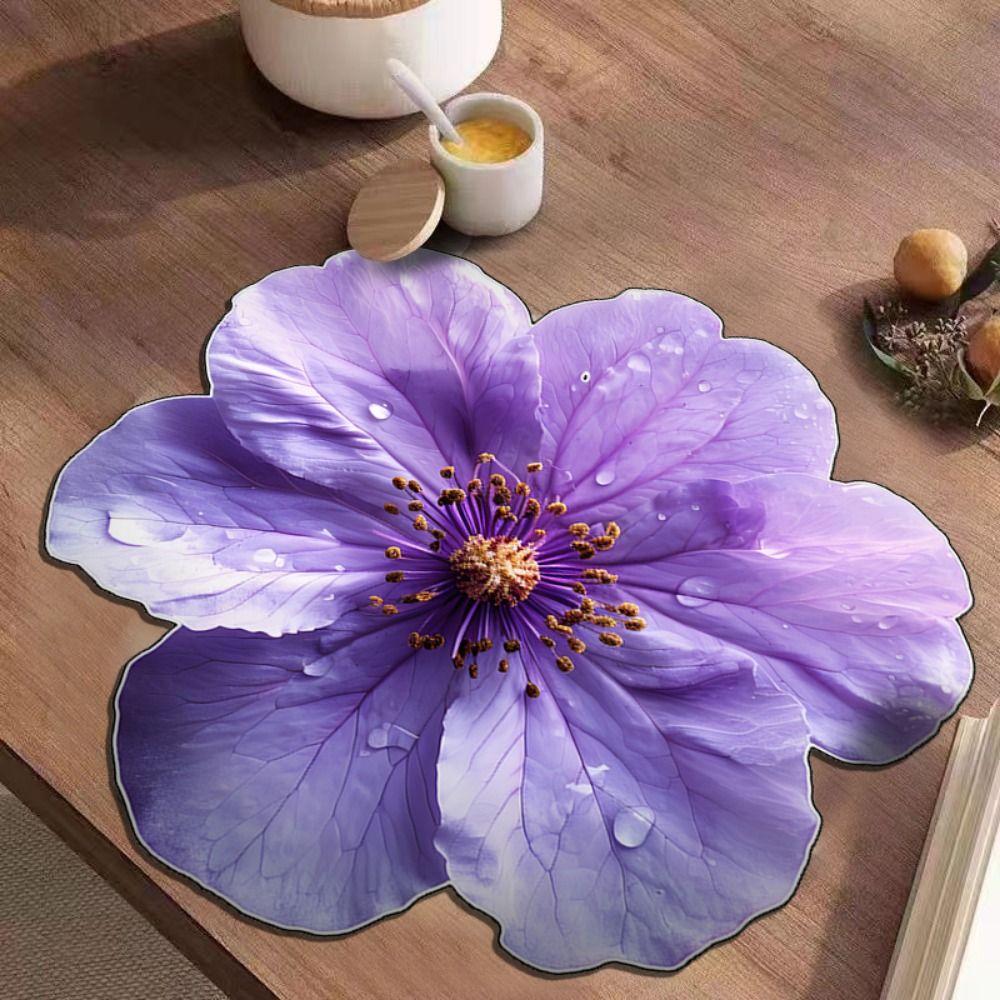 

40*40cm Lotus Floor Mat Peony Door Gasket New Pastoral Flower Carpet Baby Crawl 3