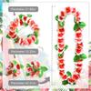 4 Pieces Hawaiian Leis Set Green Red Luau Leis Hawaiian Flowers Leaves Wreath Garland Tropical Floral Accessories for Hawaiian Luau Party Wedding