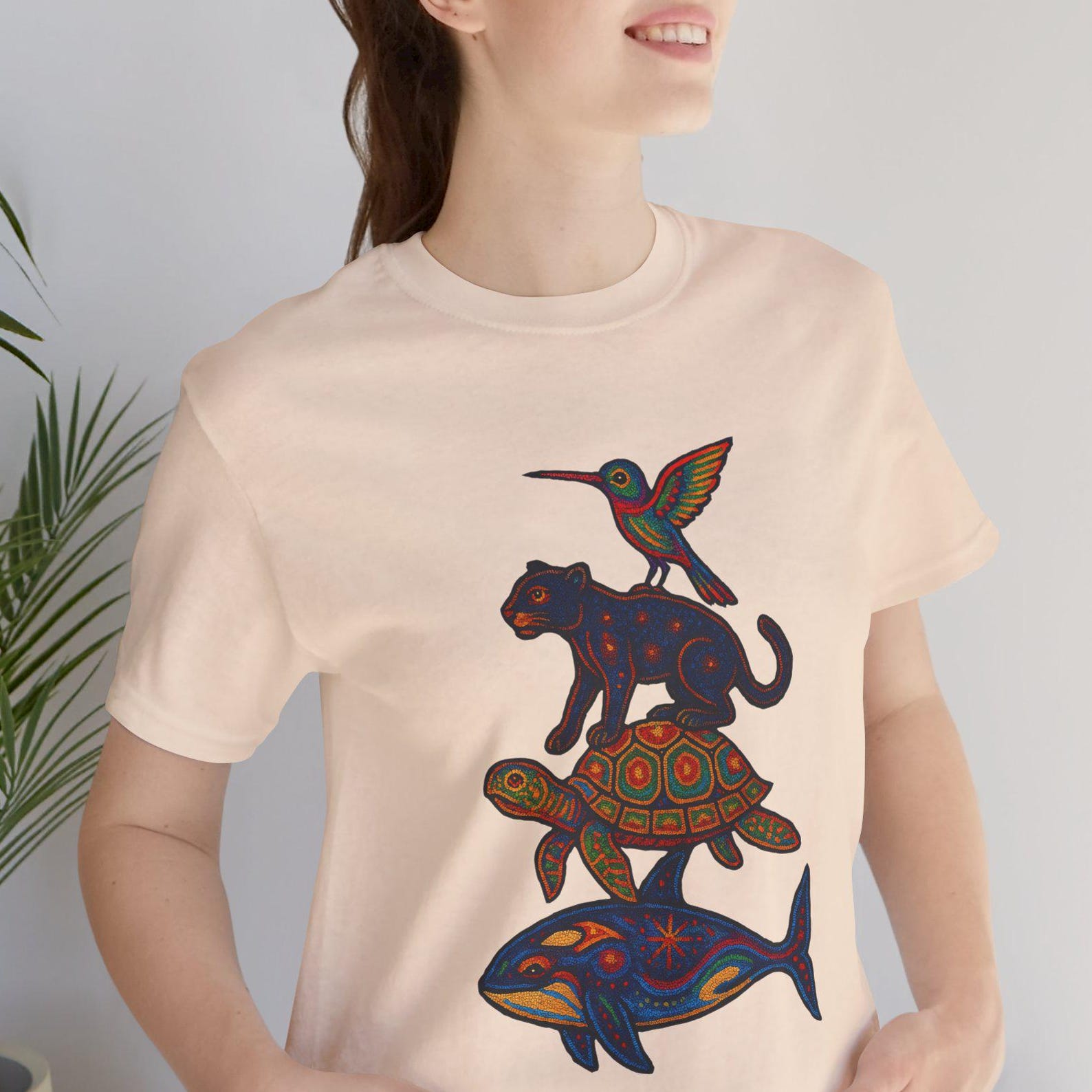 Huichol Art Tee: Mexican Indigenous Design, Town Musicians S