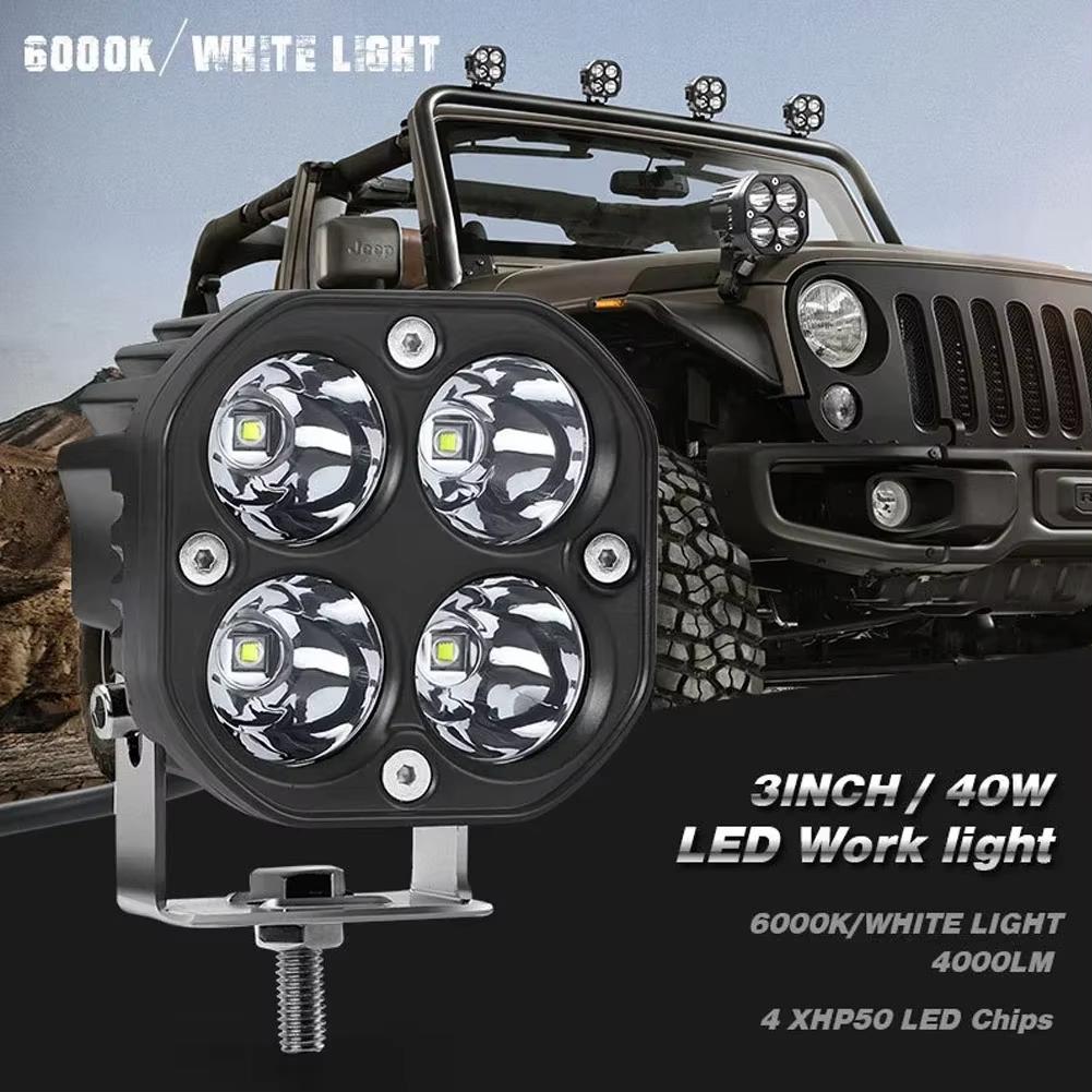 D1 3 Inch 40W Square Spotlight IP67 Waterproof Car LED Work Light 12V/24V Off Road Fog Lamp