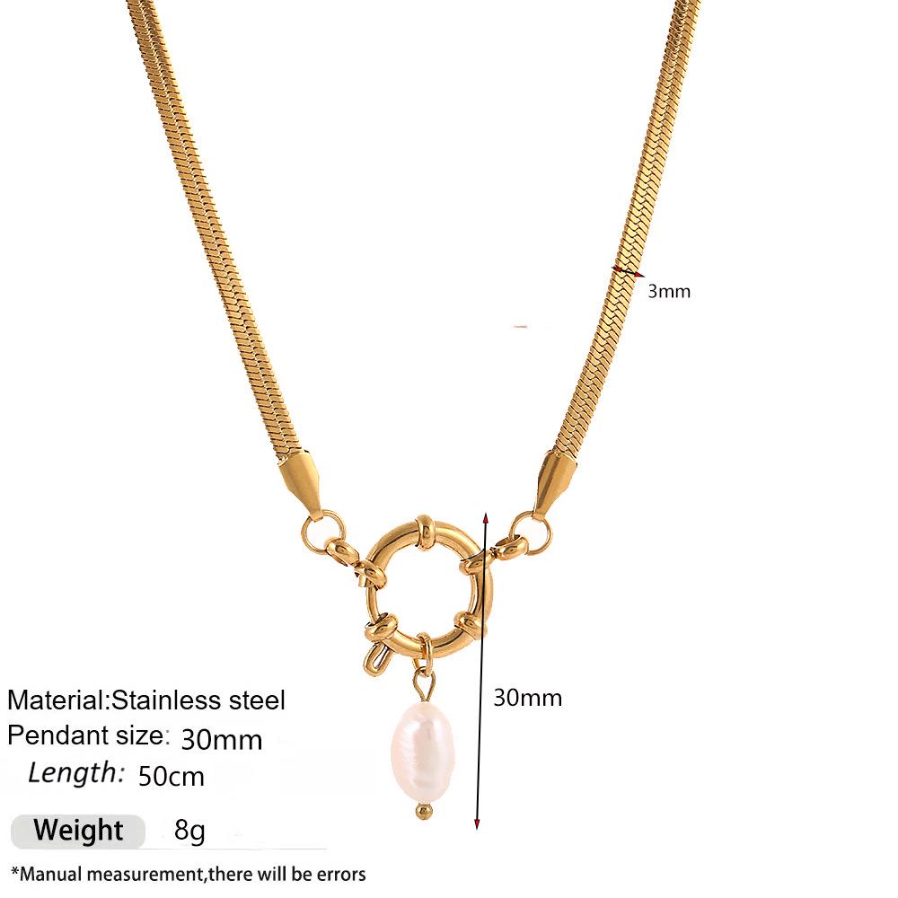 18K Gold-Plated Stainless Steel Necklace with Freshwater Pearl Pendant - European & American Fashion Trend