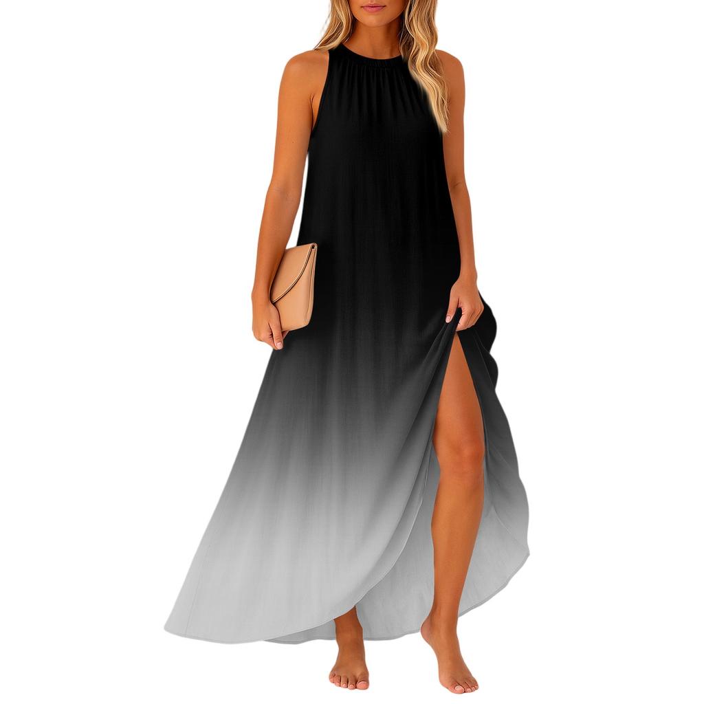 Women's Casual And Fashionable Round-neck Sleeveless Mid Length Dress