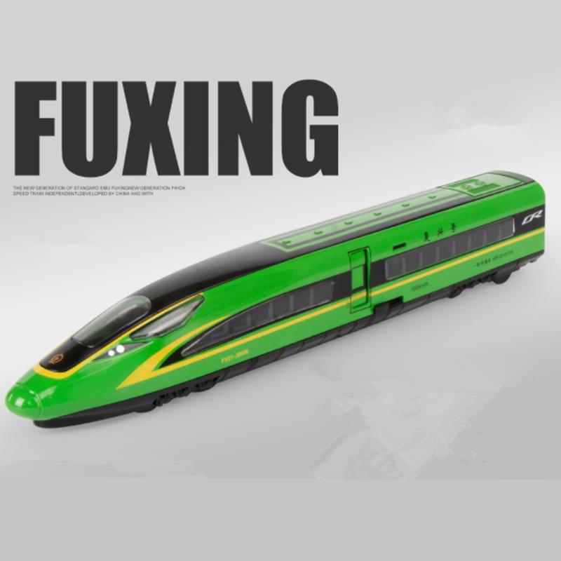 Lega Treno ad Alta Velocità Modello Diecast Metallo Giocattolo Rotaia Elettrico Treno ad Alta Velocità Veicoli Metropolitana Modello Auto Suono e Luci Regalo per Bambini