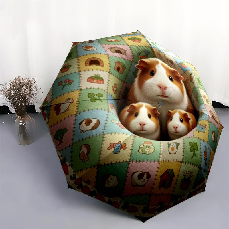 1 ks automatický skládací deštník - kreslený vzor, přenosný a skládací design s 8 žebry, vánoční narozeninové dárky