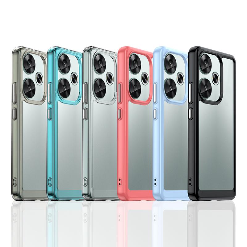For Poco F6 Clear Case For Xiaomi Poco F6 Fundas Cover Coque Hard Translucent Soft TPU Frame Protective Phone Case Poco F6