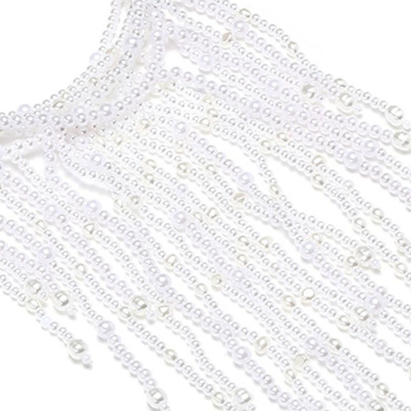 Stylish Beaded Collarbone Chain Faux Pearls Strand Necklace Adjustable Length Jewellery Piece For Versatile Styling