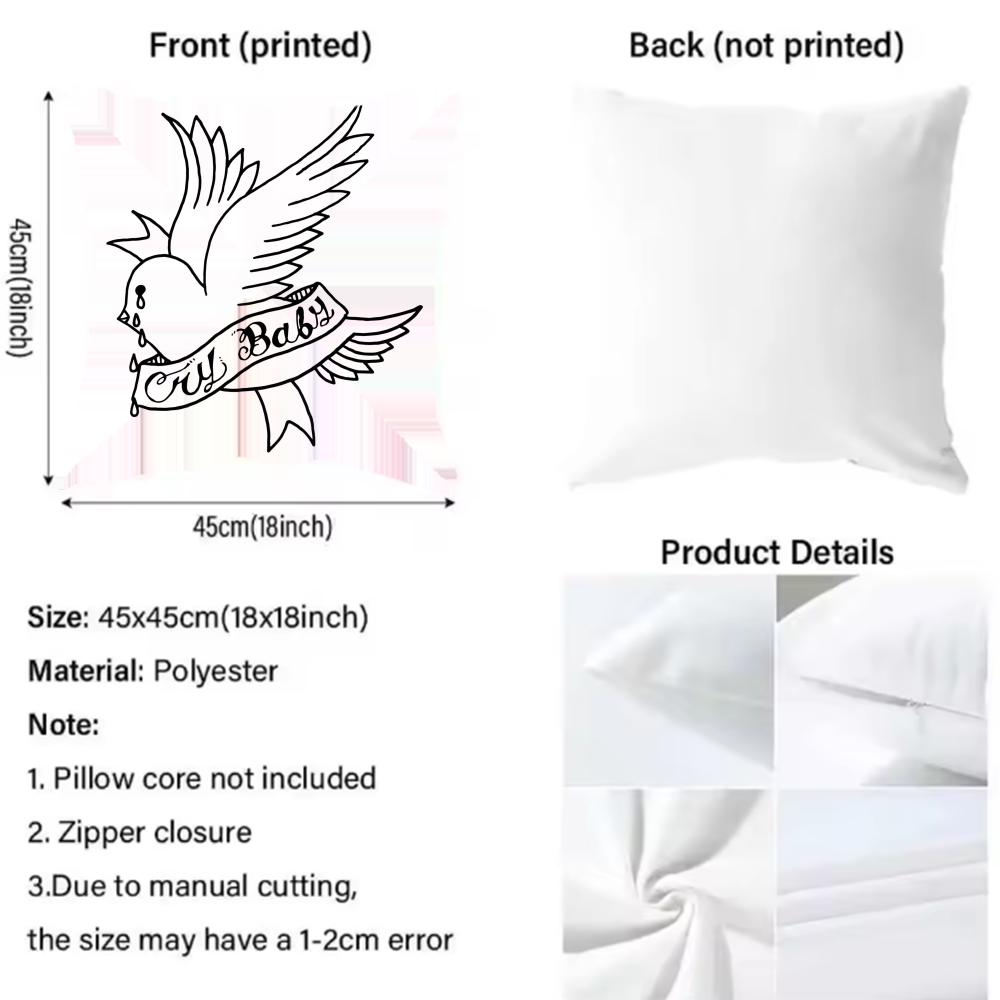 Rapper L-Lil P-Peep Hip Hop Music Cushion Cover Pattern Printed Pillowcase for Living Room Sofa Cushion Cover & Bedroom Decor